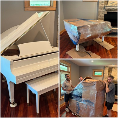 Piano prepared for moving