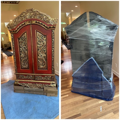 Cabinet wrapped in pads